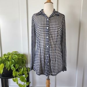 CAbi Sheer Button Up Blouse - Large